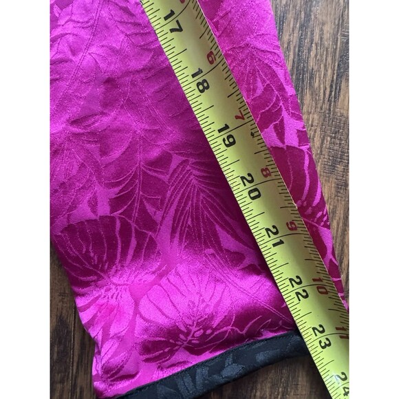 VTG Jack Mulqueen Silk Blouse Peplum Pink Print Black Button Up Womens Size 14 - Picture 5 of 12